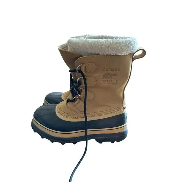 Sorel Caribou Tan Waterproof Snow Boots Size 8 - Picture 2 of 9